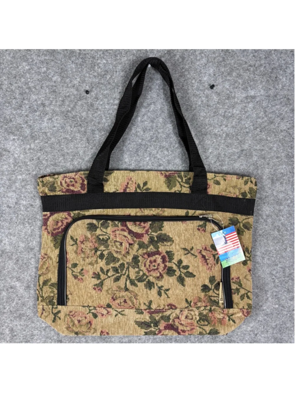 Vintage Bovano Floral Tapestry Tote Bag Large Travel Overnight Shoulder Bag NWT